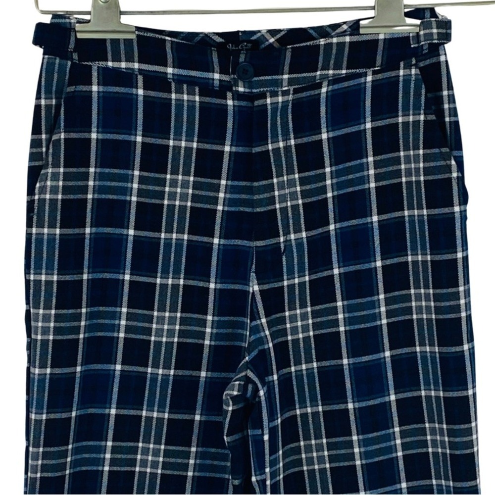 Brandy Melville Blue Black Plaid Pants High Waisted Wide Leg John Galt Academia‎ - Picture 2 of 10